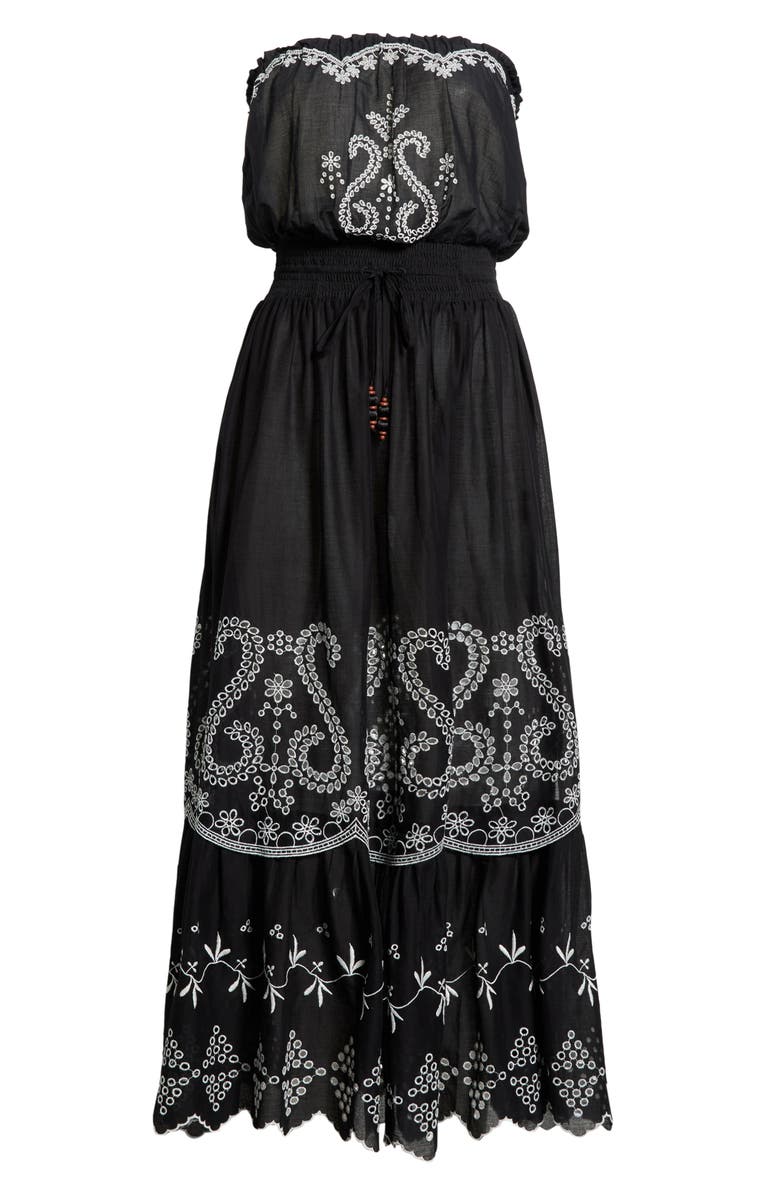 Ramy Brook Blaire Strapless Maxi Dress, Alternate, color, Black / White Eyelet