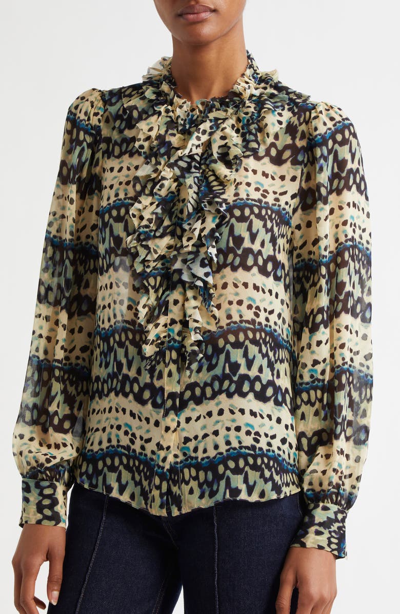Ulla Johnson Clio Ruffle Silk Shirt, Alternate, color,