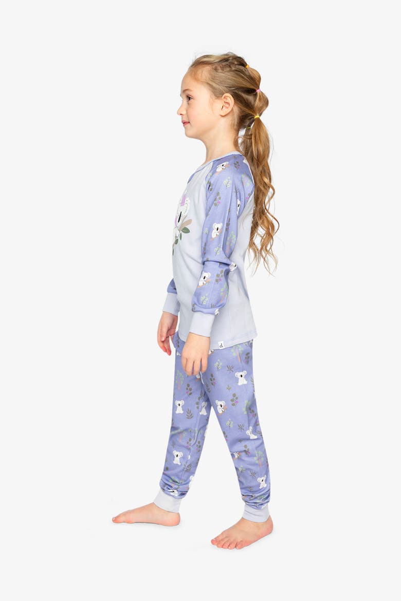 Koala Organic Cotton Top Pants Two Piece Pajama Set, Alternate, color, Purple Koala Print