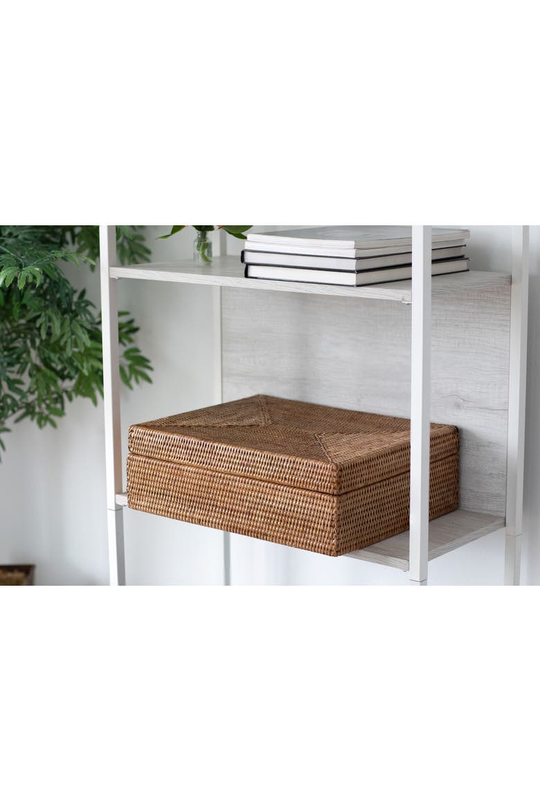 Artifacts Rattan Storage Box with Lid - Flat Legal File Organizer, Alternate, color, Honey Brown