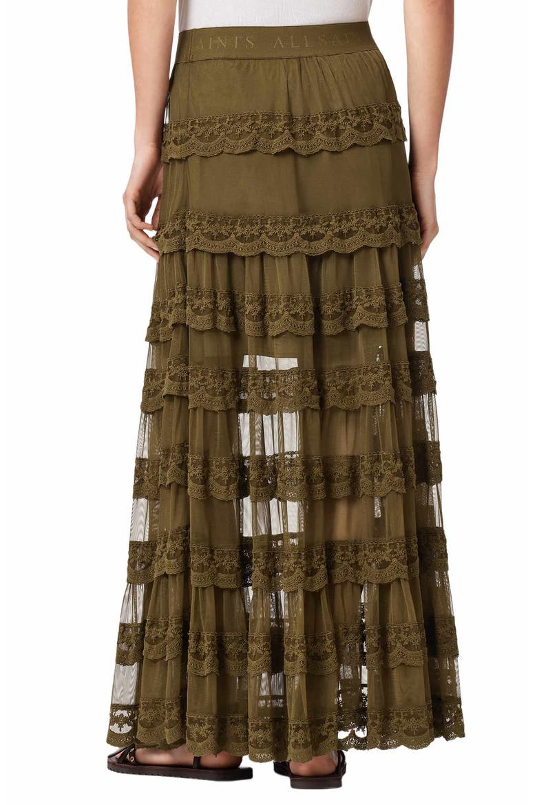 Maggie Lace Ruffle Maxi Skirt, Alternate, color, OLIVE KHAKI GREEN
