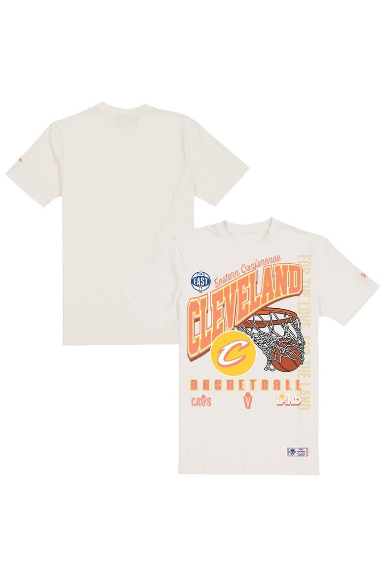 Men's New Era  Cream Cleveland Cavaliers Oversized City Edition Remix Vintage T-Shirt, Main, color, Cream