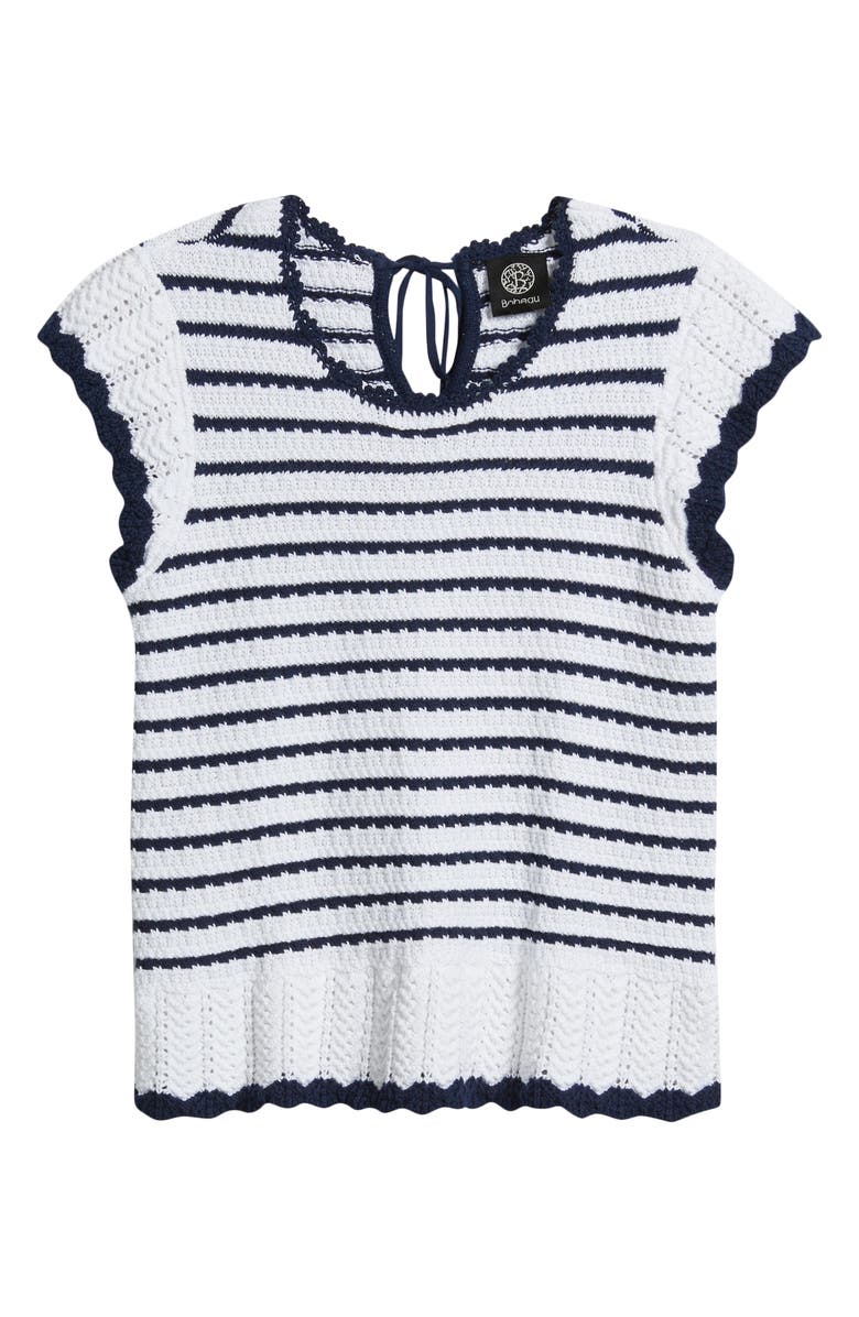 Bobeau Tipped Tie Back Sweater, Alternate, color, Ivory/ Dark Navy