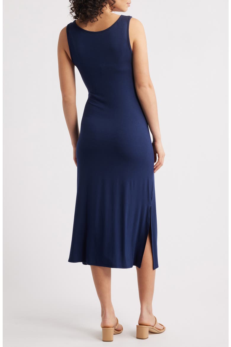 Side Tie Sleeveless Midi Dress, Alternate, color, NAVY