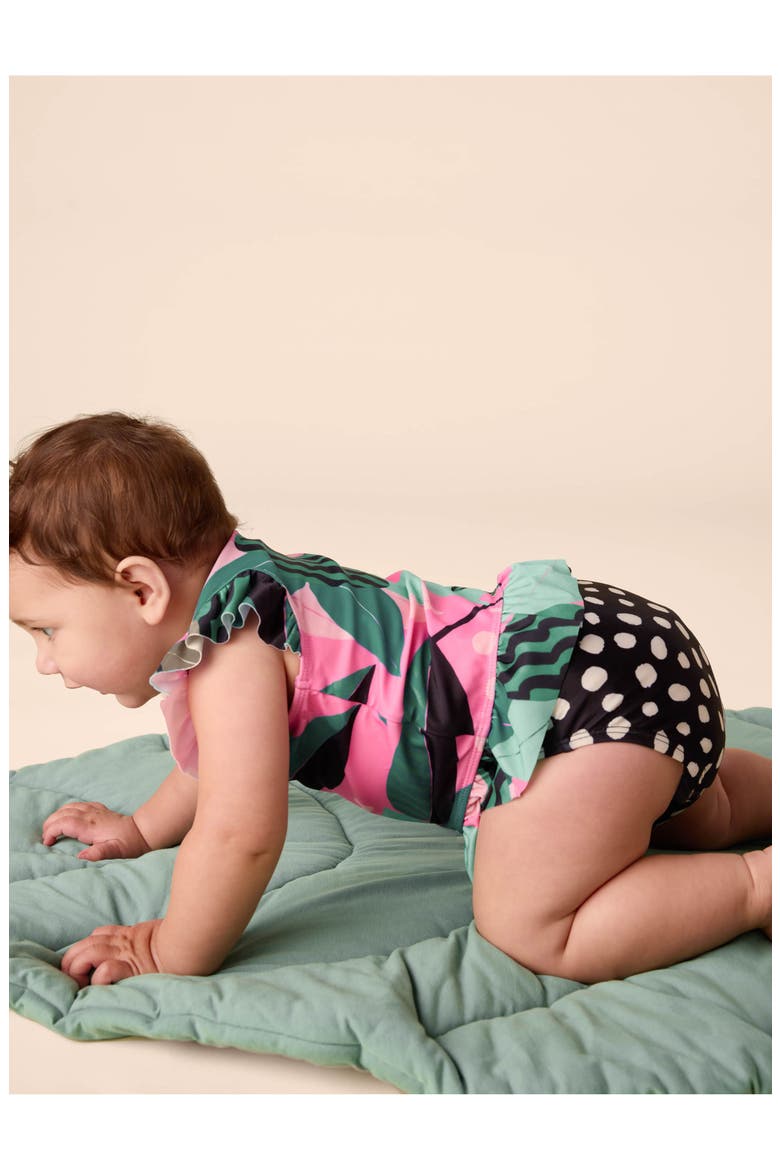 Short Sleeve Baby Swim Set, Alternate, color, Bossa Nova Foliage