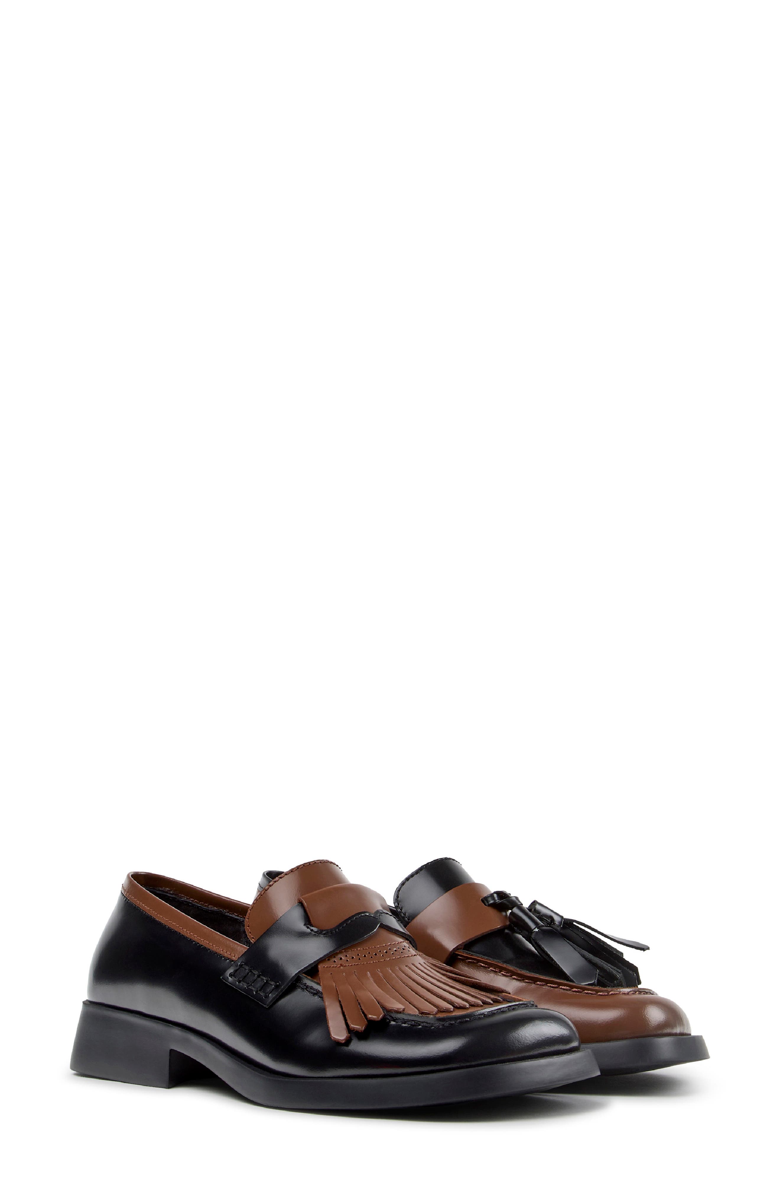Donna Twins Mismatch Loafer, Alternate, color, MEDIUM BROWN
