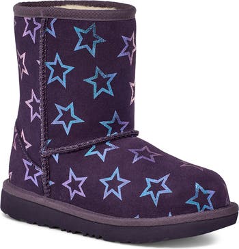 Ugg Kids Classic Short Stars high quality II Purple Silver Boots Size 3