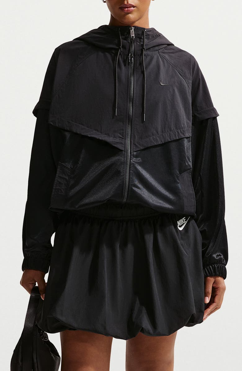 Nike Oversize Windrunner Jacket, Main, color, Black/ Black/ Black