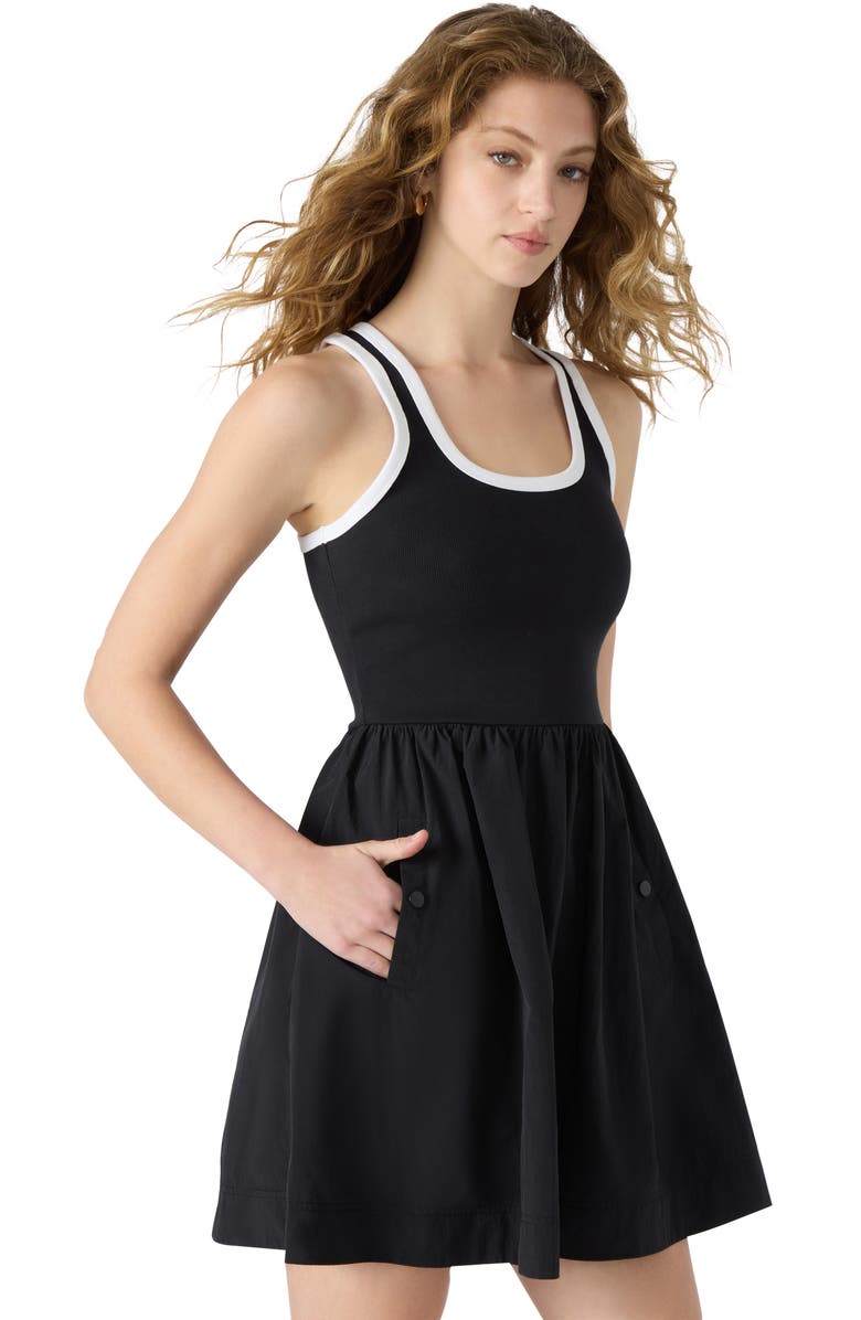 Steve Madden Tottenham Mixed Media Minidress, Alternate, color, Black/ White