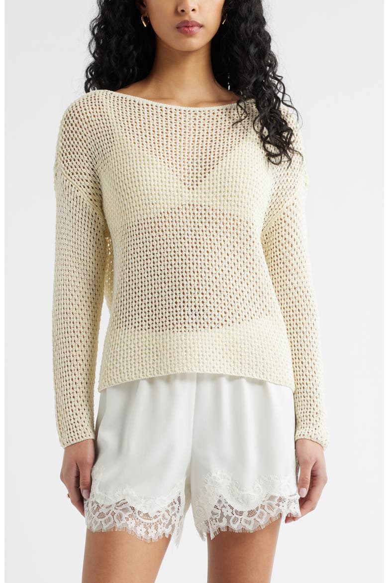 Open Stitch Sweater, Main, color, IVORY DOVE