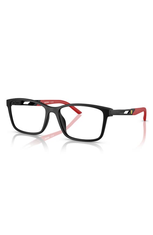 Scuderia Ferrari 57mm Pillow Optical Glasses In Matte Black/red