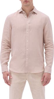 Bugatchi Axel Shaped Fit Linen Button-Up Shirt