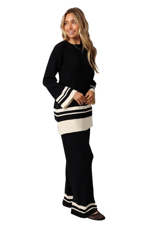 Petal And Pup Petal & Pup Lowell Stripe Wide Leg Rib Pants In Black