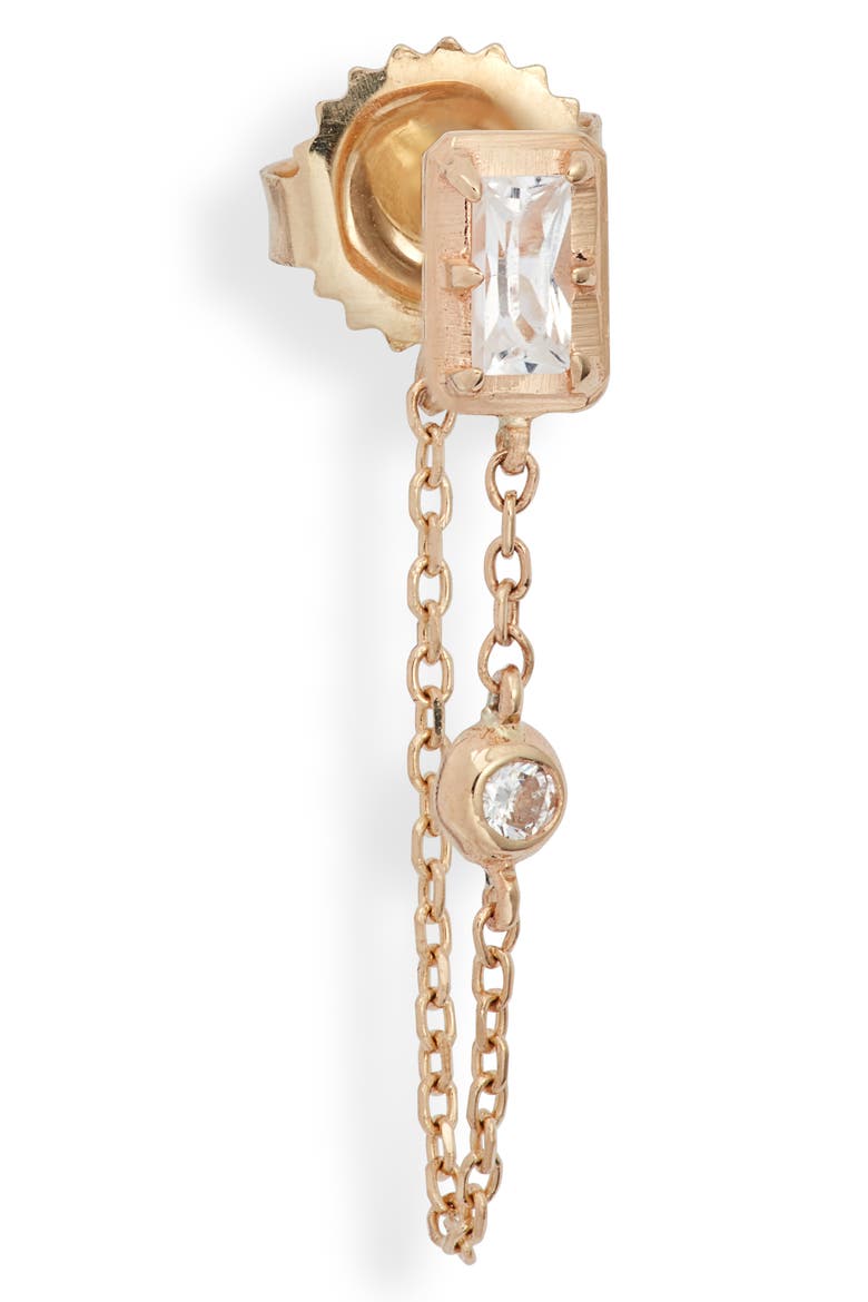 Cléo Chain Drop Diamond Front/Back Earrings, Alternate, color, WHITE
