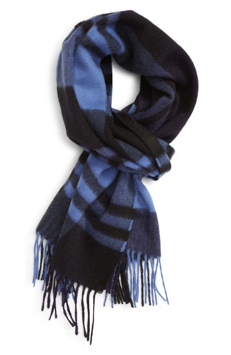 100% cashmere Nordstrom blue scarf shops fringe