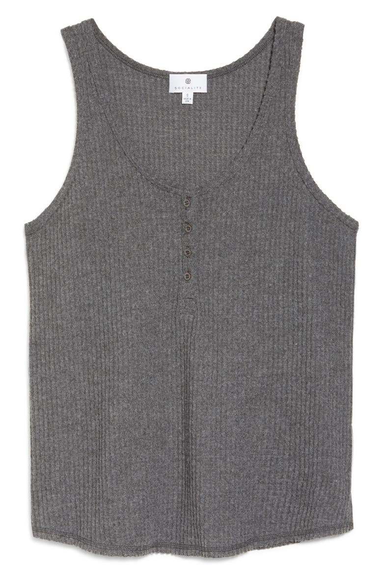 Waffle Knit Henley Tank, Alternate, color, CHARCOAL