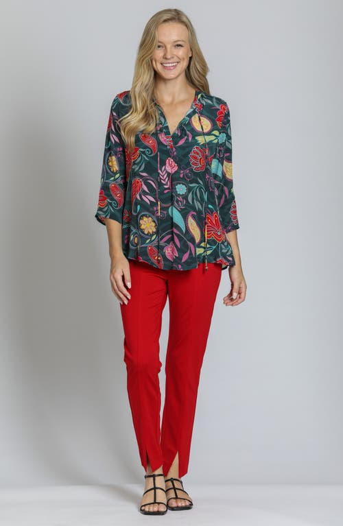 Apny Split Hem Pull-on Crop Slim Pants In Red