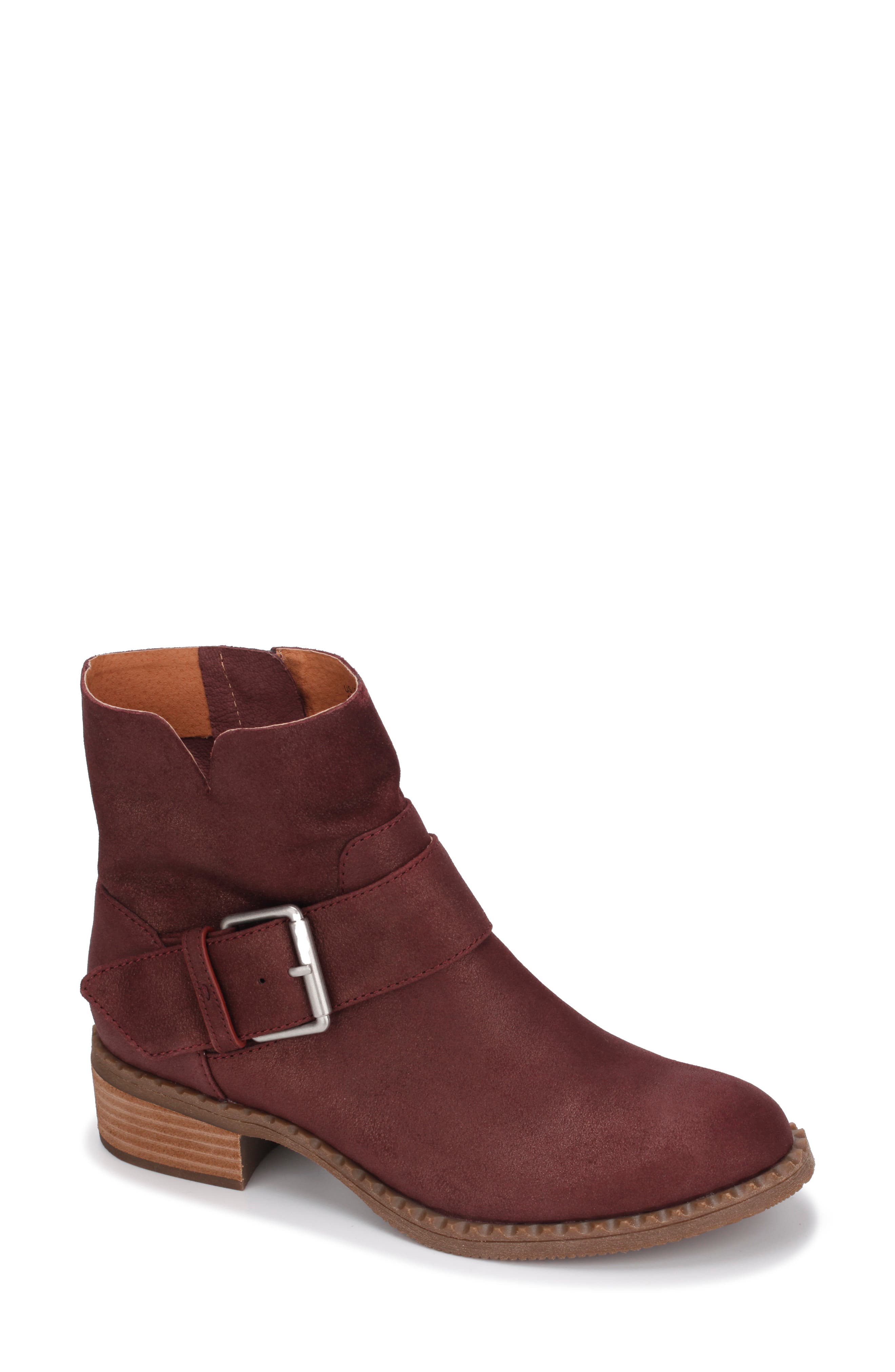Slit Moto Bootie, Main, color, PLUM BERRY