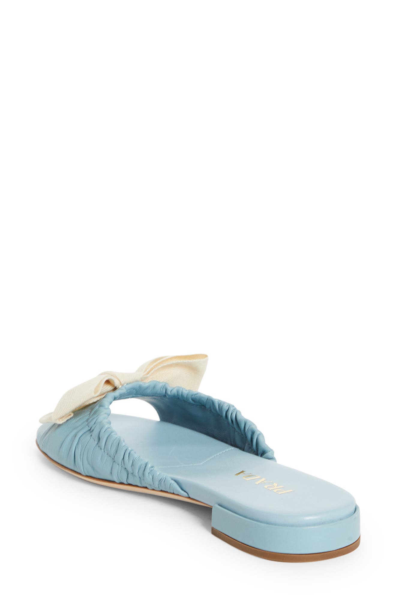 Prada Bow Slide Sandal, Alternate, color, Lago