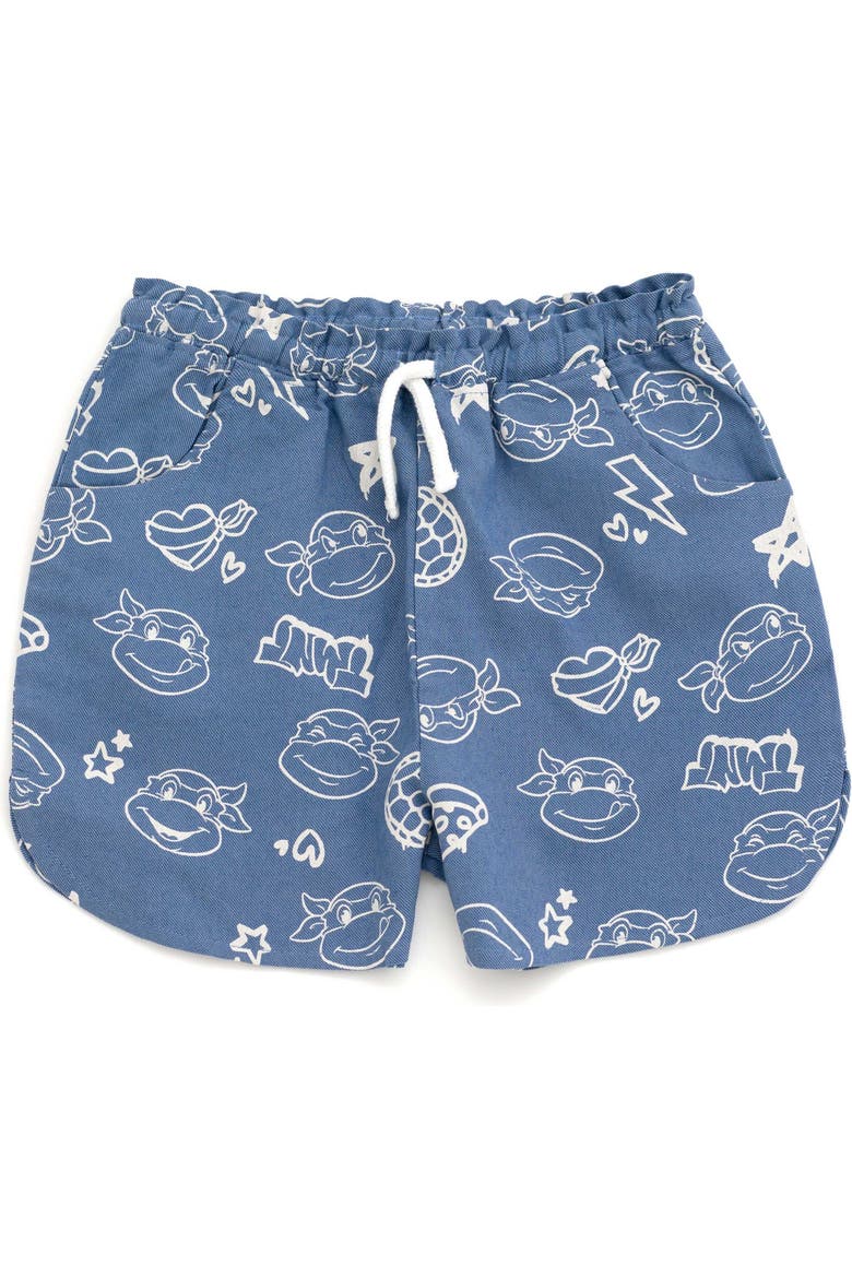 T-Shirt and Chambray Shorts Set, Alternate, color, Pink Blue TMNT
