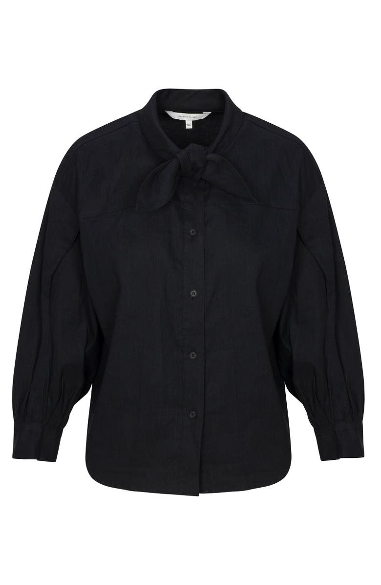 Rebecca Taylor Stretch Linen Top, Alternate, color, Black