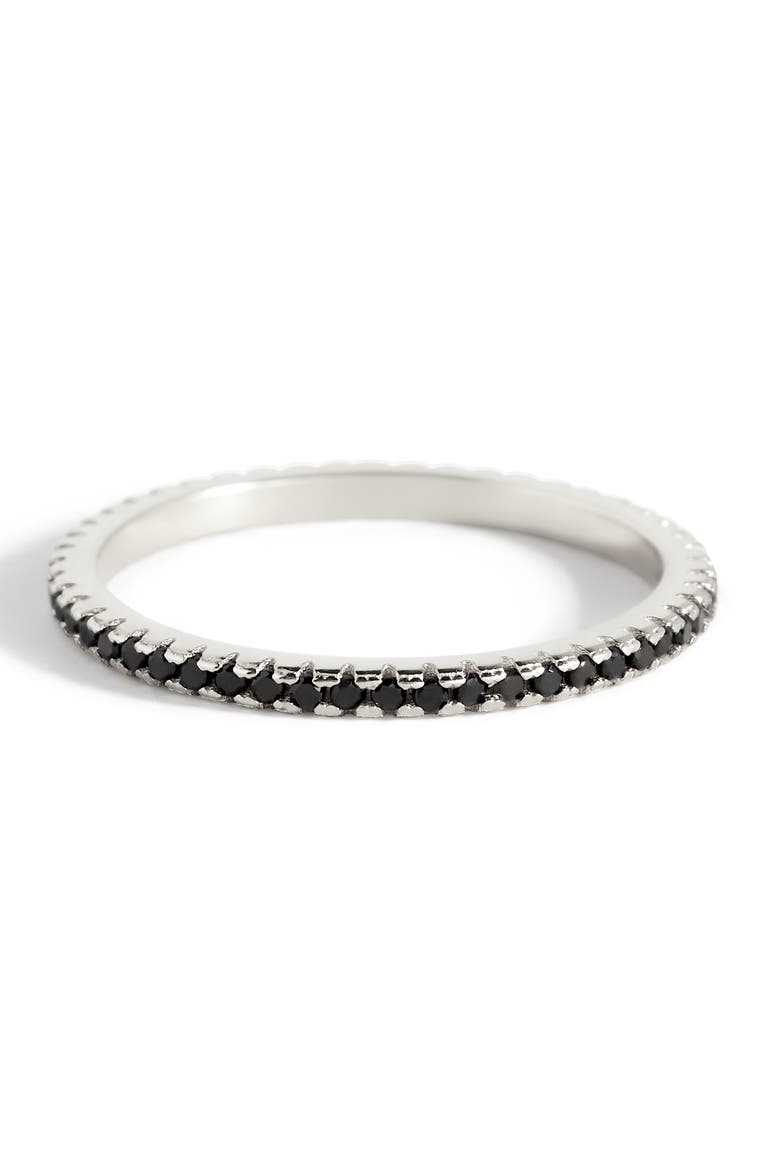 Black Cubic Zirconia Eternity Stacking Ring, Alternate, color, 925 Sterling Silver