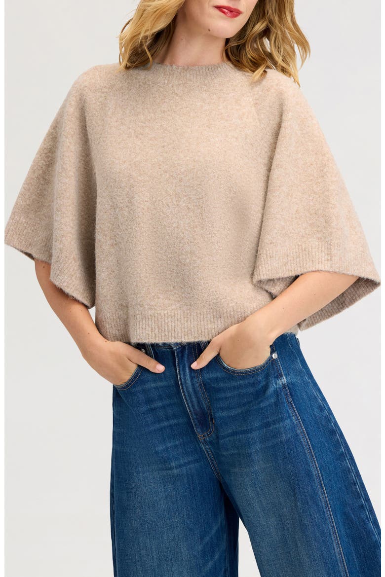 Short Sleeve Cape Sweater, Main, color, SAFARI SAND