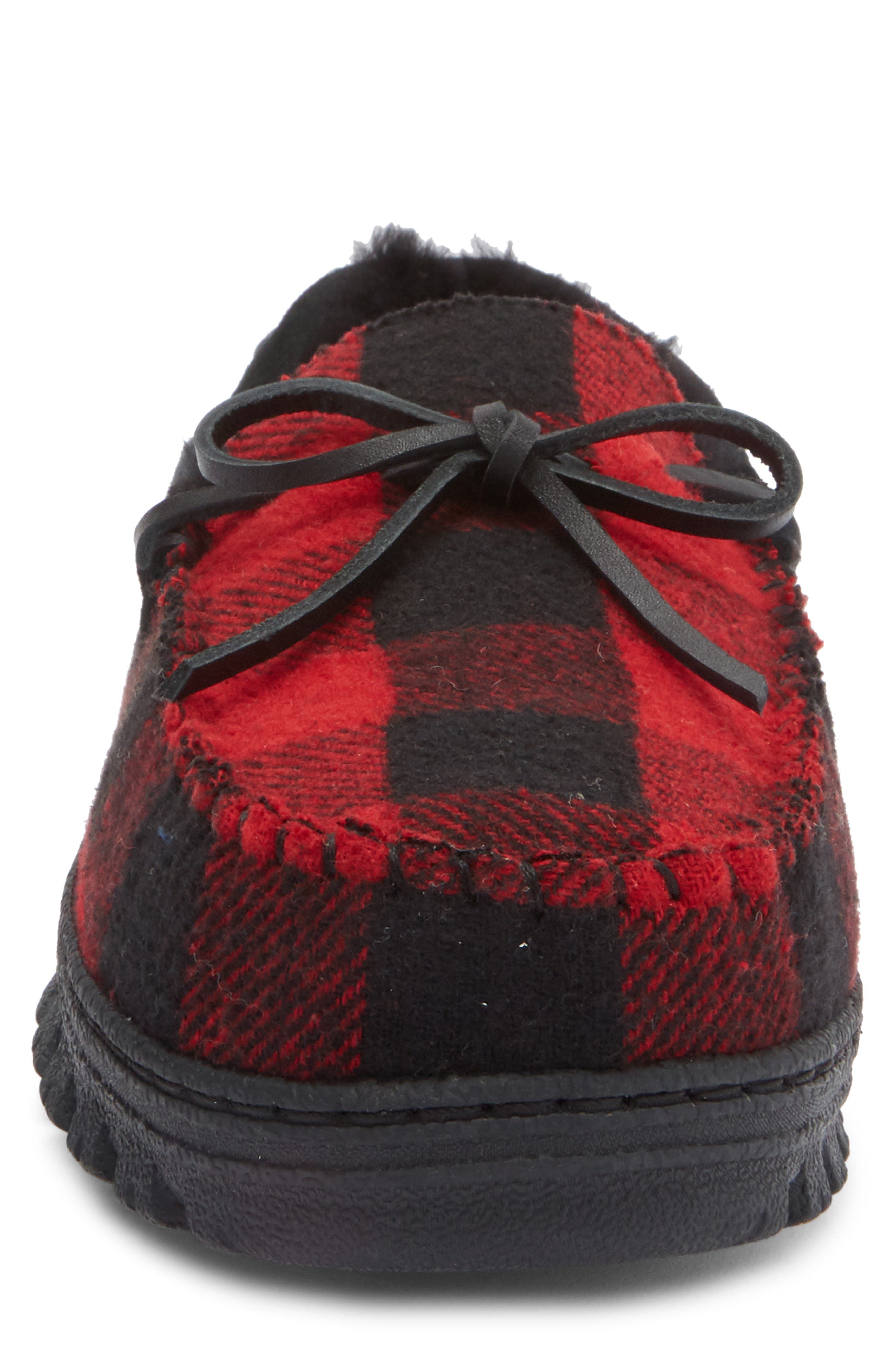 EZ Feet Fleece Lined Slipper, Alternate, color, Red/ Black Buffalo Check