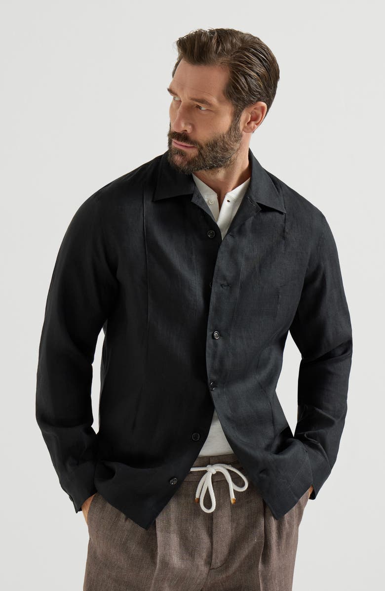 Brunello Cucinelli Shirt with Crête details, Alternate, color, Black