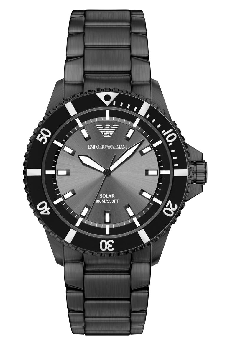 World Explorer Solar Chronograph Bracelet Watch, 43.5mm, Main, color, BLACK