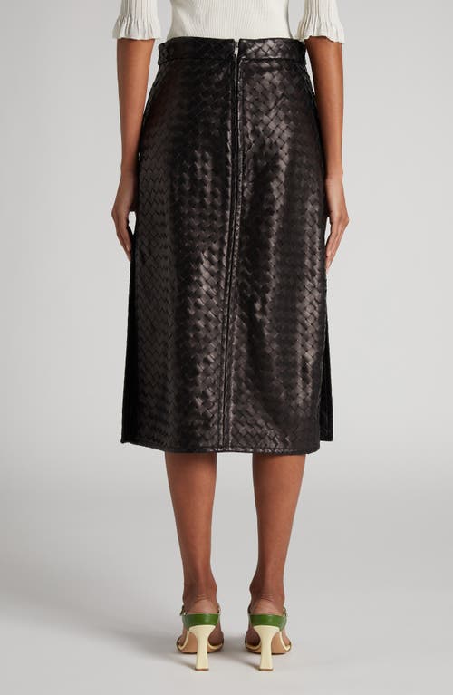 Bottega Veneta Intrecciato Leather Midi Skirt