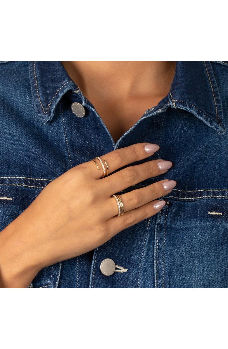 BY ADINA EDEN CZ Pave X Solid Triple Wrap Ring, Alternate, color, Gold