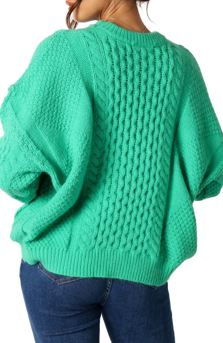 Petal & Pup Bentley Mixed Stitch Oversize Sweater, Alternate, color, Green