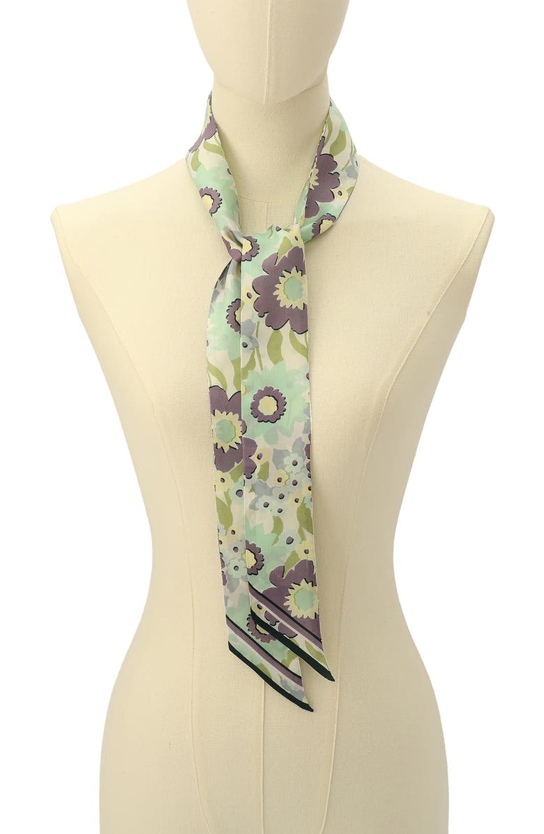 COACH Laurel Floral Skinny Silk Scarf, Alternate, color, 
