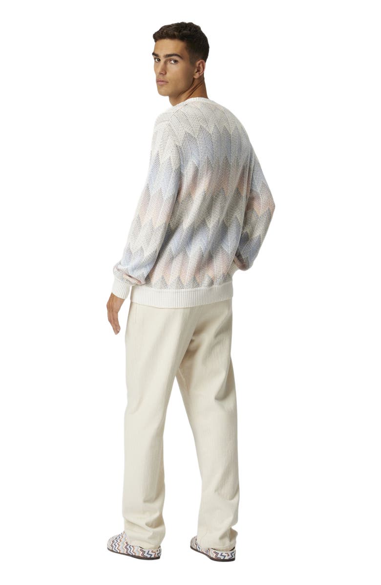 Missoni Crewneck Sweater In Gradient Cotton Chevron Blend With Contrasting Piping, Alternate, color, 