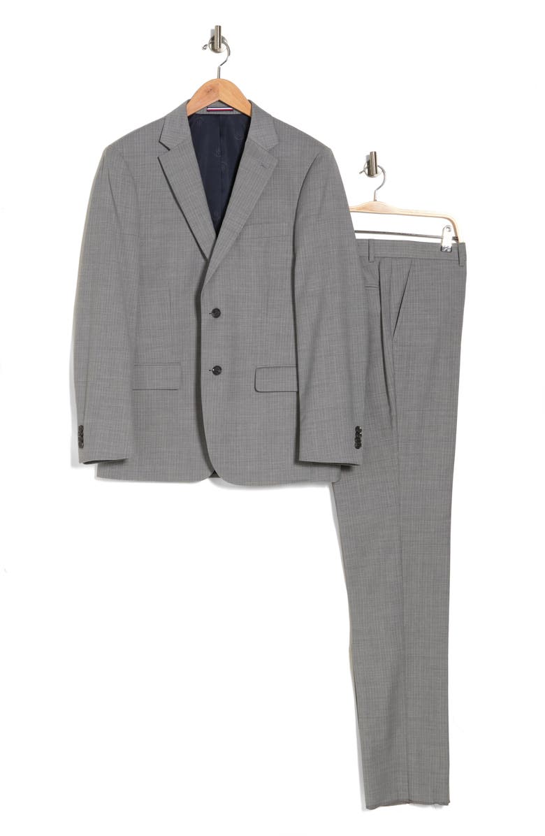 Tommy Hilfiger Classic Fit Light Grey Grid Print Wool Blend Suit, Alternate, color, Light Grey