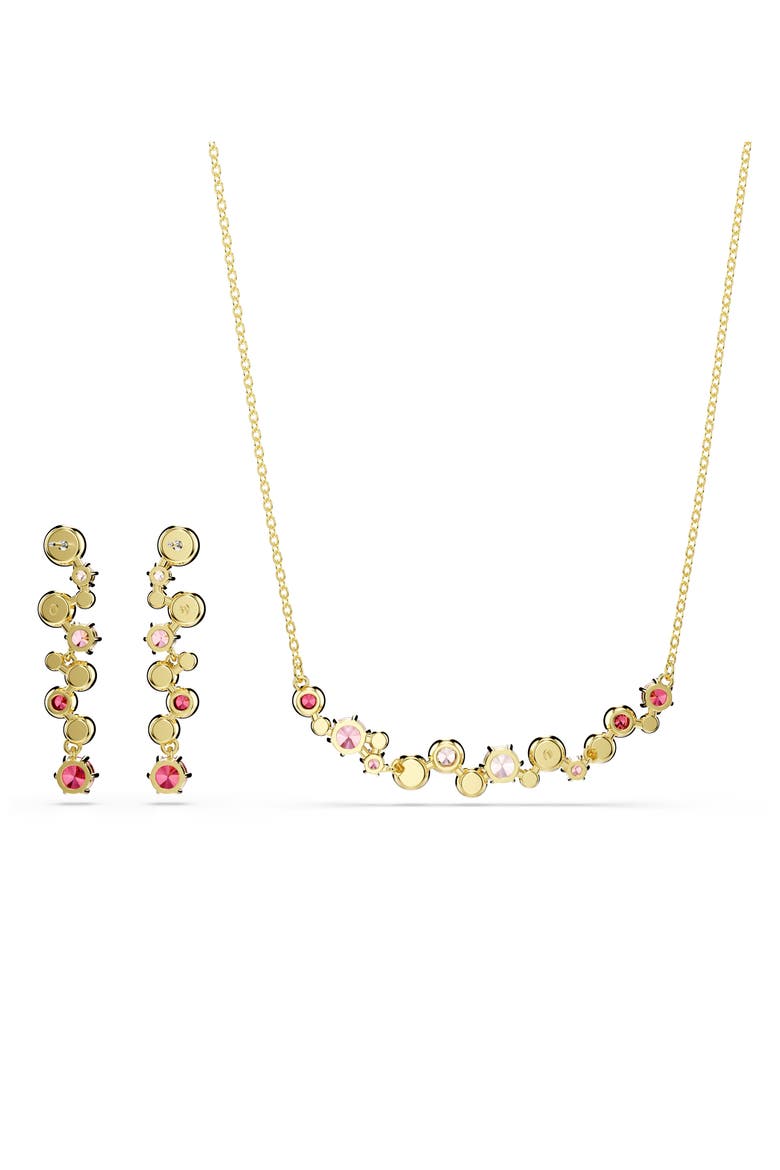 Constella Crystal & Zirconia Frontal Necklace, Alternate, color, GOLD/ RED