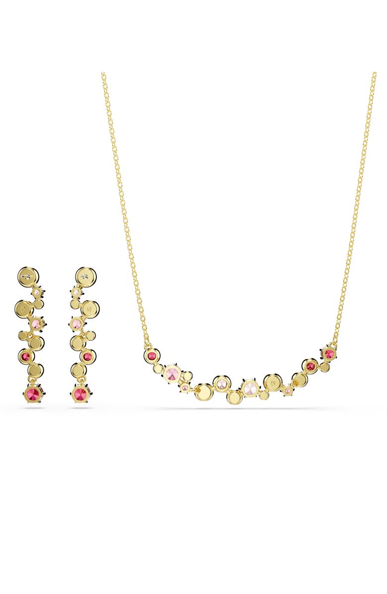 Swarovski Constella Crystal & Zirconia Frontal Necklace, Alternate, color, Gold/ Red