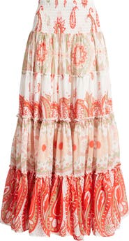 Free People Super Thrills Print Tiered Maxi Skirt