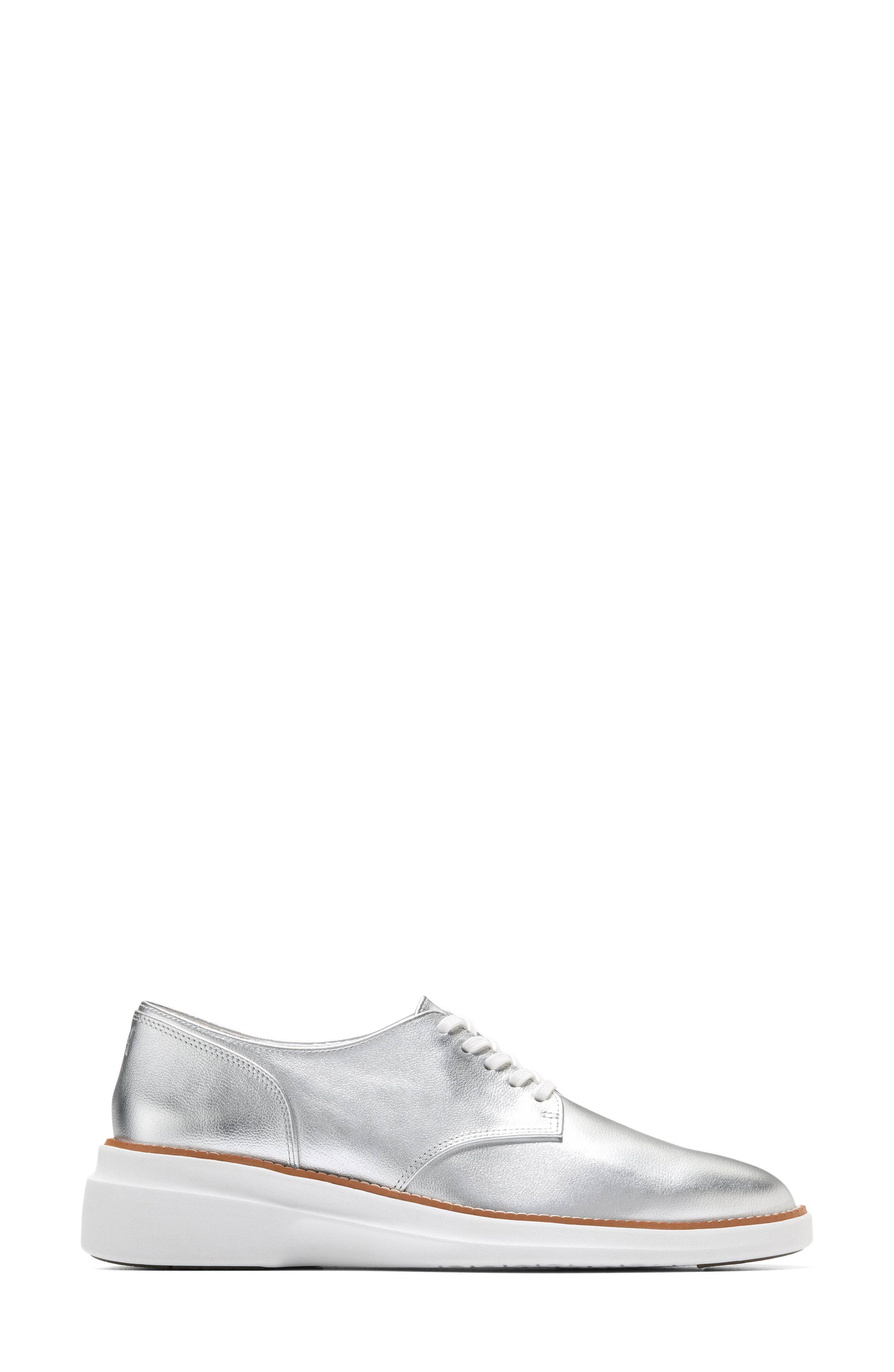 Cole Haan <p>Grand Shadowlite Leather Oxford (Women)</p>, Alternate, color, Silver Metallic Leather