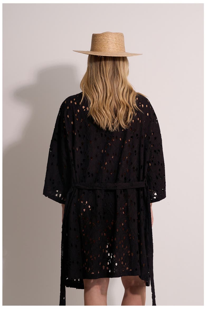 Coastal Lace Robe Cover-Up, Alternate, color, Black