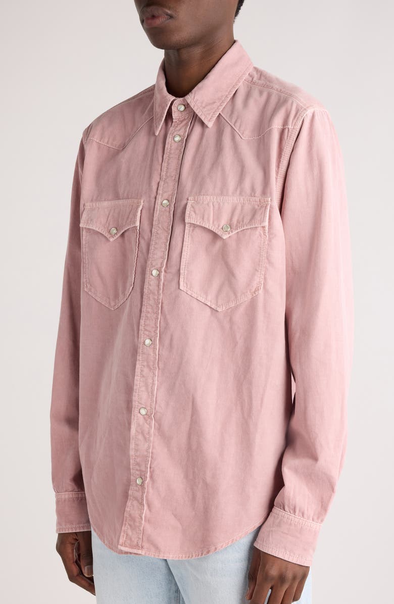 Isabel Marant Vasco Corduroy Snap-Up Shirt, Alternate, color, 