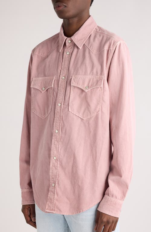 Isabel Marant Vasco Corduroy Snap-up Shirt In Soft Pink