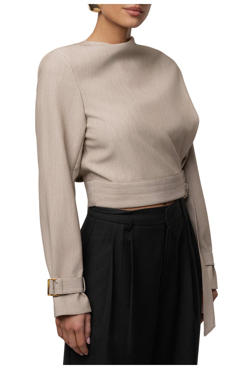 JLUXLABEL Aligned Scarf Top, Alternate, color, Beige