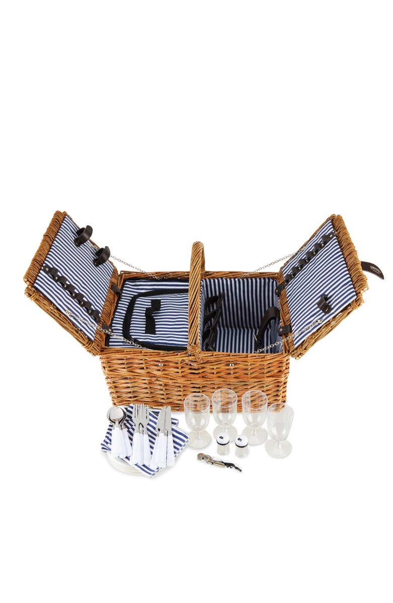 TWINE Cape Cod Wicker Picnic Basket Set, Main, color, Brown