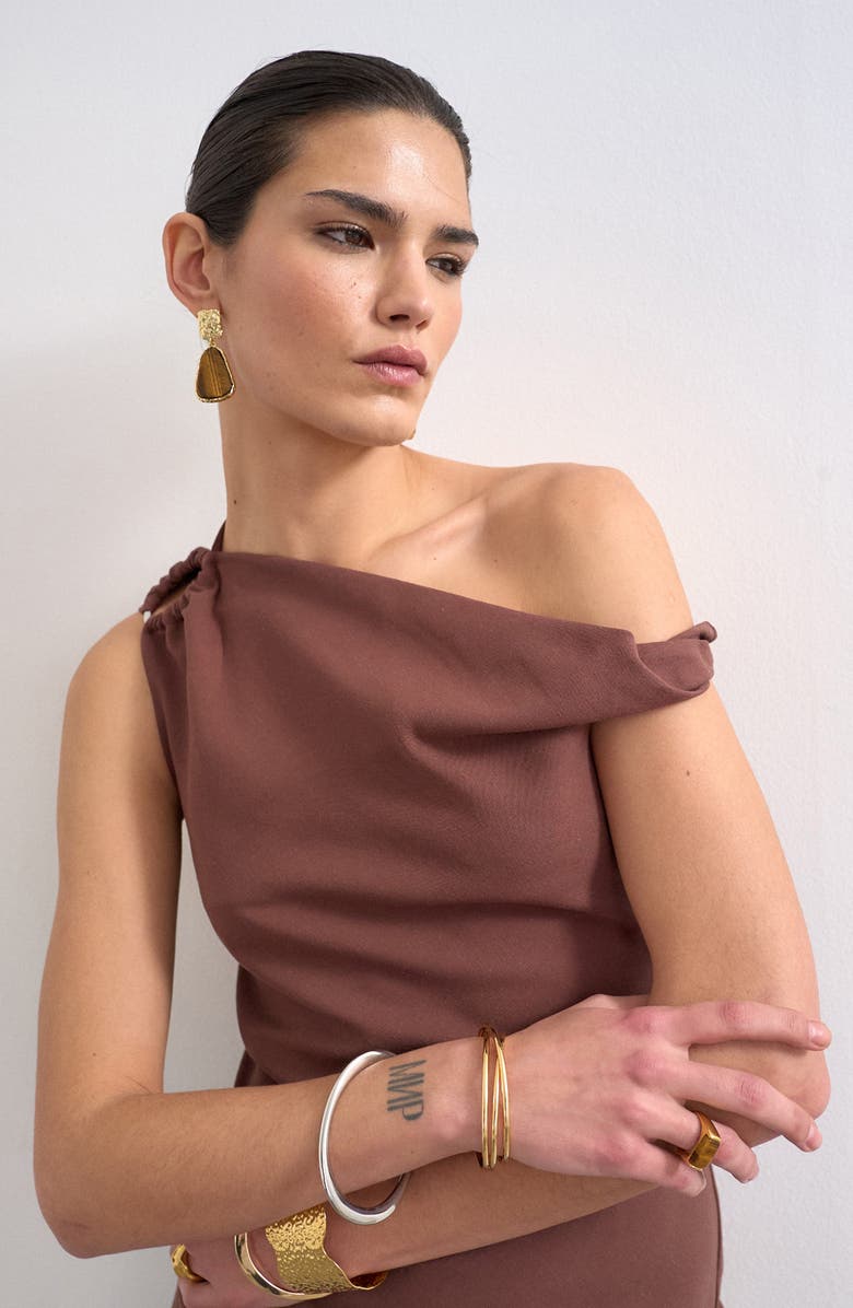 Topshop Twist One Shoulder Asymmetric Hem Top, Alternate, color, 