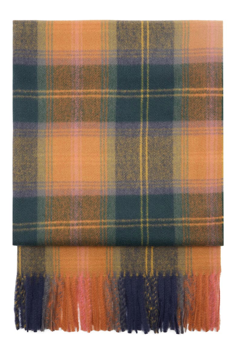 Check Fringe Scarf, Main, color, ORANGE