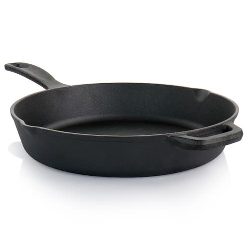 Oster Castaway 12 Inch Cast Iron Round Frying Pan With Dual Spouts In Black
