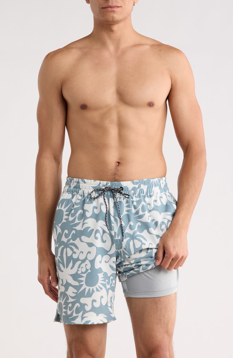 Hurley Sunny Seaside Volley Swim Trunks, Alternate, color, Grey/ Blue