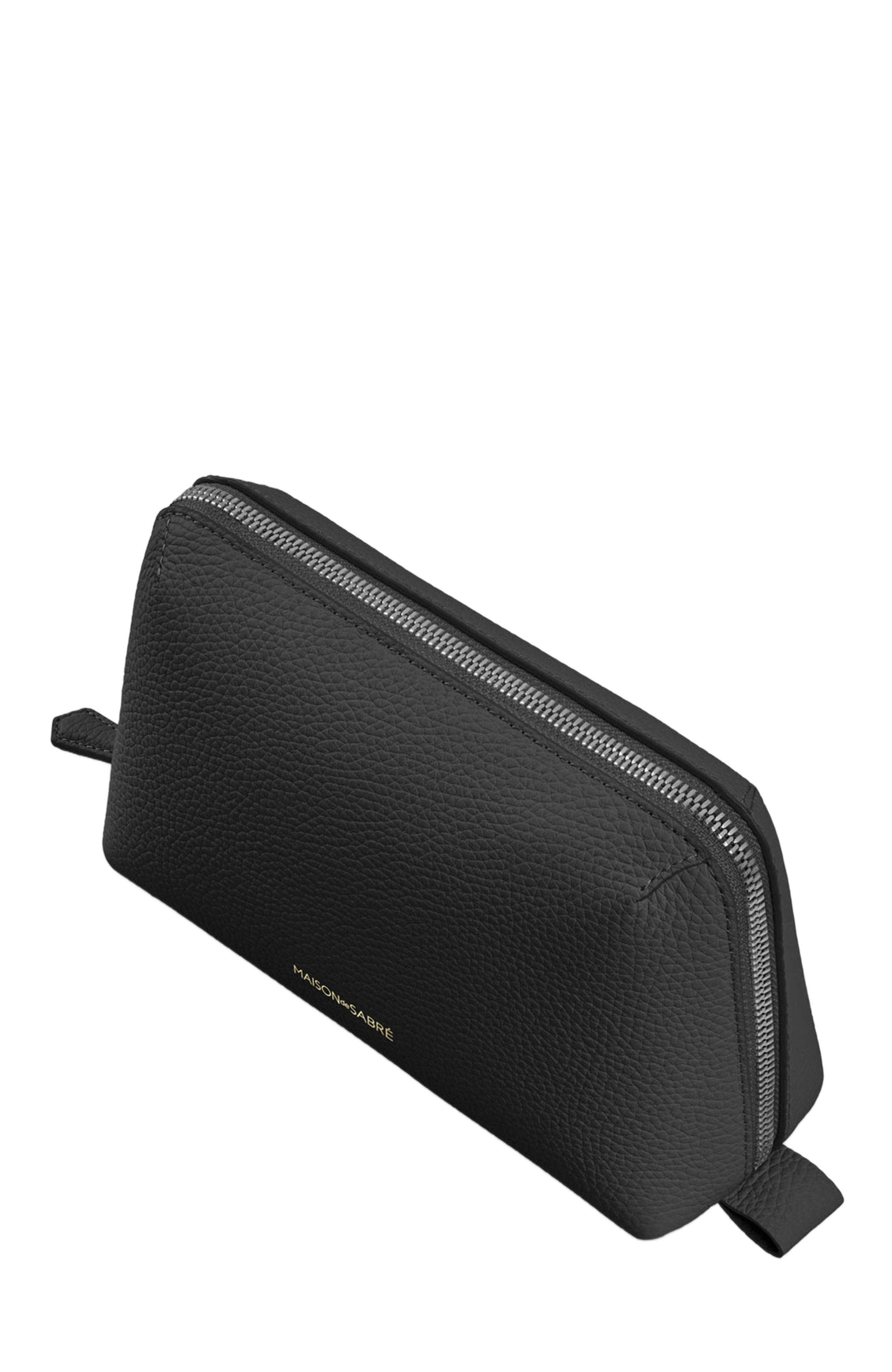 MAISON de SABRÉ Leather Tech Pouch, Alternate, color, Black Caviar